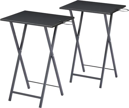 Vista 63 de VECELO Bandeja plegable de TV para comer, juego de 2, mesa portátil para cena/merienda con portavasos para sofá, sala de estar y espacio pequeño