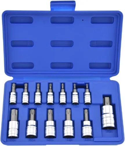 Vista 10 de NEIKO 01132B - Juego de llaves de vaso Torx Star de 3/8 pulgadas 7 piezas T20 a T60 3 pulgadas de longitud Grado de impacto Cr-Mo