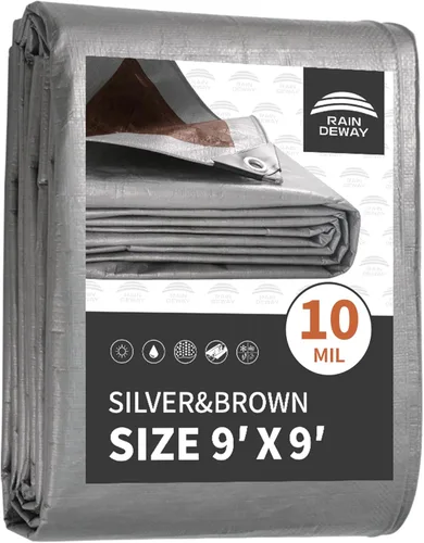 Vista 36 de RAINDEWAY Lona pequeña impermeable de 4 x 4 pies (paquete de 2), lonas resistentes impermeables de 10,5 mil con ojales de metal y bordes reforzados