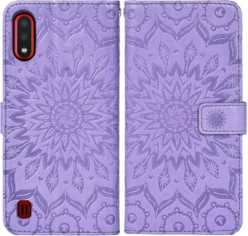Vista 4 de Asuwish Funda de teléfono para Samsung Galaxy A01 con protector de pantalla de vidrio templado y funda delgada de cuero con soporte para tarjetas