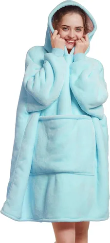 Aemilas Wearable Blanket Hoodie - Warm Sherpa Blanket Sweatshirt as Gifts for Adult Women Mom Men, One Size Fits All