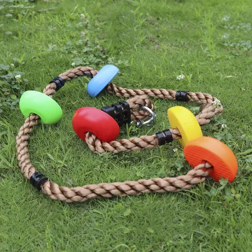 Vista 4 de Rainbow Craft Colorida cuerda de escalada – 6.5 pies con 5 pies anudados – Cuerda ninja para niños Ninja Warrior Slackline Accesorios de carrera