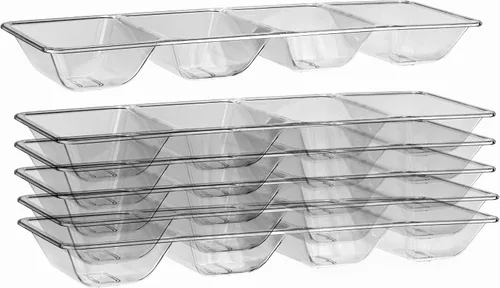 Vista 2 de Exquisita bandeja de plástico transparente de 6 unidades para fiestas, bandeja de servir resistente con compartimentos para alimentos, bandejas