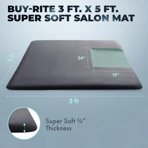 Vista 2 de Buy-Rite SHP-SS3050RSQR3/4 - Tapete rectangular súper suave de 3 x 5 pies para salón de belleza, de 3 x 5 pies, con corte cuadrado de 12 x 24