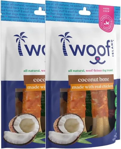 Huesos de coco para perros de 5 pulgadas, golosinas de coco de primera calidad para perros, golosinas saludables para cachorros y masticables sin