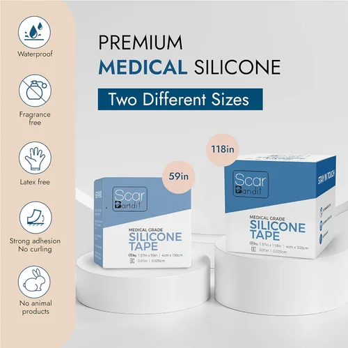Vista 7 de Scarbandit Cinta de silicona para cicatrices – Hojas de cicatrices para eliminación de protuberancias queloides, abdominoplastia, cesárea
