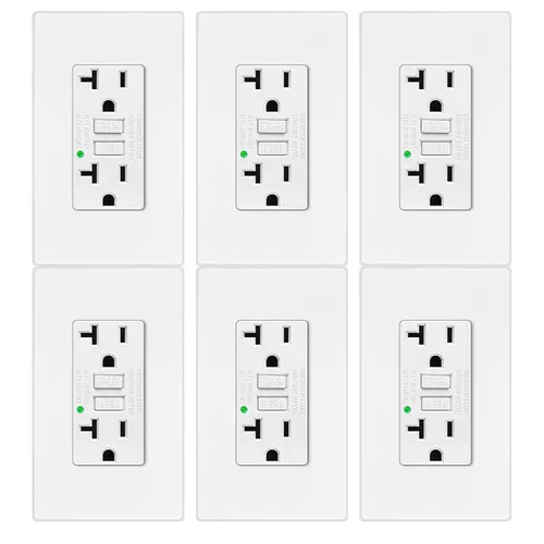 Vista 18 de Salida de receptáculo GFCI eléctrica Greencycle de 15 amperios, paquete de 5 salidas GFCI con indicador LED, resistente a la intemperie, grado