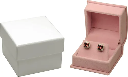 Caja de regalo de joyería con colgante de terciopelo de lujo de color rosa para bodas, cumpleaños, día de San Valentín, Navidad... Viene con una