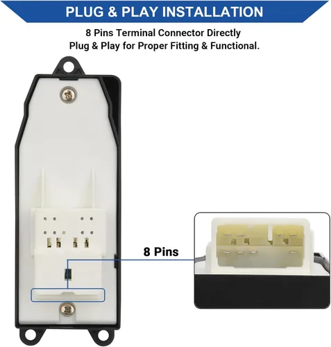 Vista 4 de Obaee - Interruptor maestro de ventana eléctrica para lado del conductor, compatible con Toyota Tundra 2000-2006 / Tacoma 2001-2011 / Sienna