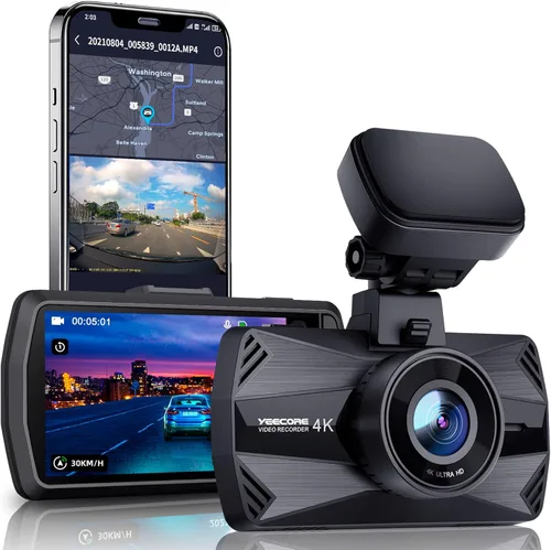 Vista 10 de Cámara de tablero 4K real frontal y trasera, Wi-Fi GPS de 5.8 GHz, cámara dual HDR con sensor de nivel superior, pantalla IPS de 3.3 pulgadas