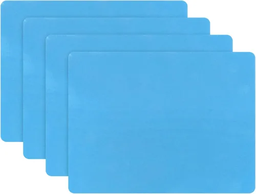 Aspire 4 manteles individuales de silicona a prueba de calor de agarre fuerte grueso para cortar alfombrillas calientes, manteles de mesa, color azul