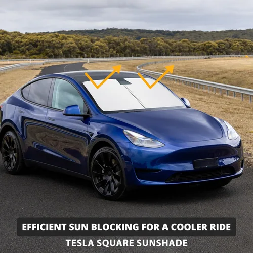 Vista 7 de EcoNour Parasol para parabrisas Tesla Parasol plegable para el sol, el calor y los rayos UV Parasol de ventana delantera del automóvil Parasol