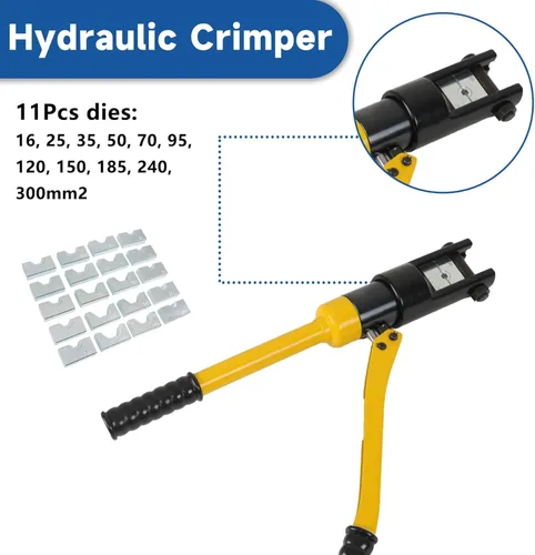 Vista 4 de WFLNHB Herramienta de prensado de terminales de terminal de cable de alambre hidráulico de 16 toneladas con 11 troqueles YQK-300 apto para cables
