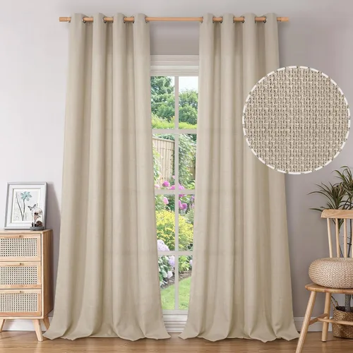 Vista 57 de BGment Cortinas de 45 pulgadas de largo, juego de 2 paneles para dormitorio, con ojales, aspecto de lino grueso, arpillera texturizada, filtrado