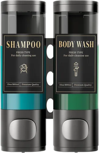 Vista 10 de Luxspire Shampoo and Conditioner Dispenser, No Drill Wall Mounted Shower Soap Dispenser 1 Chamber with Waterproof Labels, Easy Refill Soap Dispenser