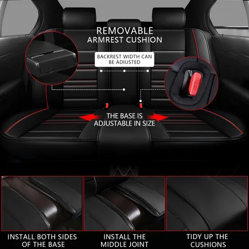 Vista 5 de Fundas de asiento de automóvil para Ford Maverick 2022-2023, 5 fundas de cuero para asientos, fundas de asiento delantero y trasero, resistentes al