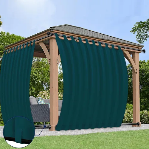 Vista 25 de PureFit Cortinas de exterior para patio desmontable, con pestañas adhesivas, impermeables, resistentes a la intemperie, a los rayos UV y a la Beige