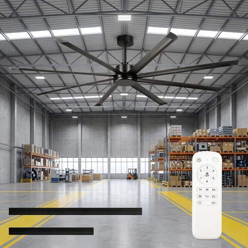 Vista 12 de Ventilador de techo grande de 84 pulgadas sin luz, ventilador de techo negro con certificación ETL