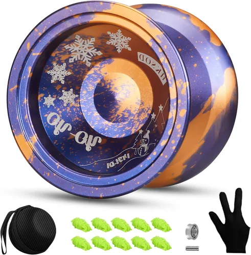 Vista 6 de Responsive YoYo Professional con doble función, con rodamiento de repuesto + 10 cuerdas Yoyos, extracción de rodamientos, bolsa de estuche