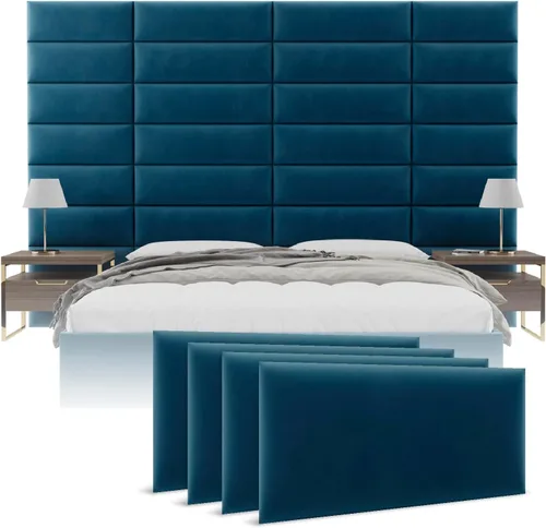 Vista 18 de Cabeceras tapizadas Vänt - Paneles de pared para montar en la pared tamaño Queen/Full - Champán neutro metálico - Juego de 4 paneles