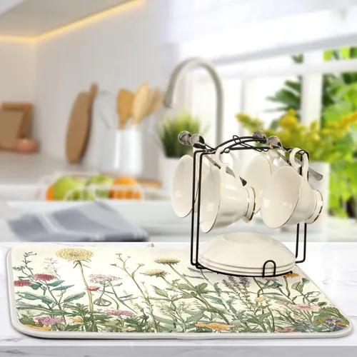 Vista 89 de Tapete de secado de platos de gnomos del día de San Patricio para encimera de cocina, tréboles, tapete de secado de microfibra, absorbente