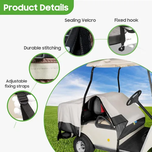Vista 5 de 10L0L Funda impermeable para asiento de carrito de golf, universal para Yamaha EZGO Club Car asientos 2+2, cubiertas para lluvia Fundas