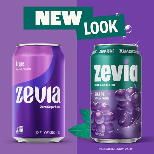 Vista 6 de Zevia Soda sin calorías, uva, latas de 12 onzas líquidas (paquete de 6)