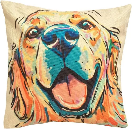 Vista 26 de Funda de almohada de lino de pastor alemán, diseño artístico abstracto colorido, funda de almohada de lino de 18 x 18 pulgadas para amantes