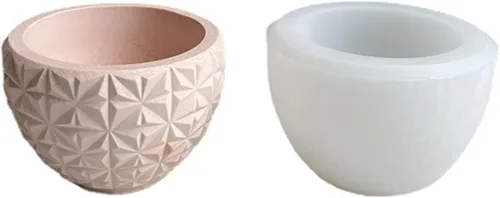 Vista 14 de Maceta geométrica de silicona, molde para suculentas, jarrón, cactus, molde de hormigón, resina epoxi, portavelas, yeso, cemento, arcilla