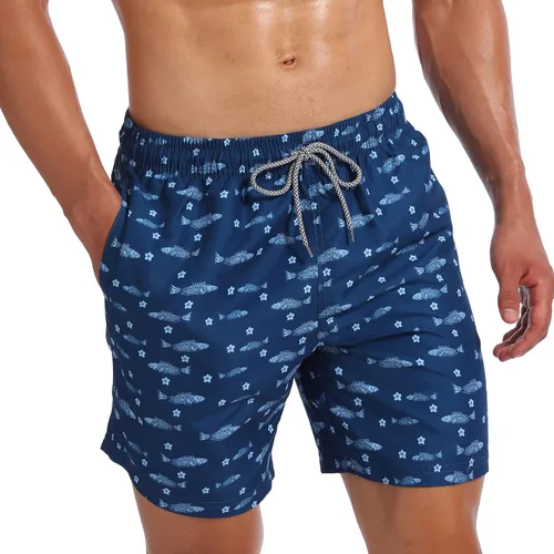 Vista 2 de Biwisy Mens Swim Trunks Quick Dry Swim Shorts with Mesh Lining Funny Beach Shorts