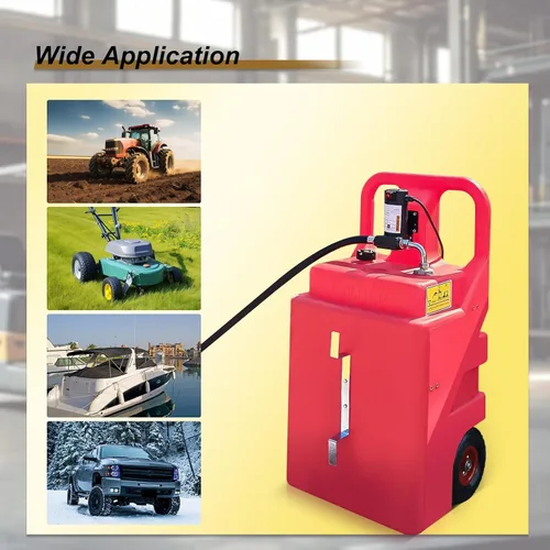 Vista 7 de Tanque móvil de 32 galones para diésel con bomba, tanque portátil de combustible diésel con ruedas con bomba eléctrica de transferencia de 12V