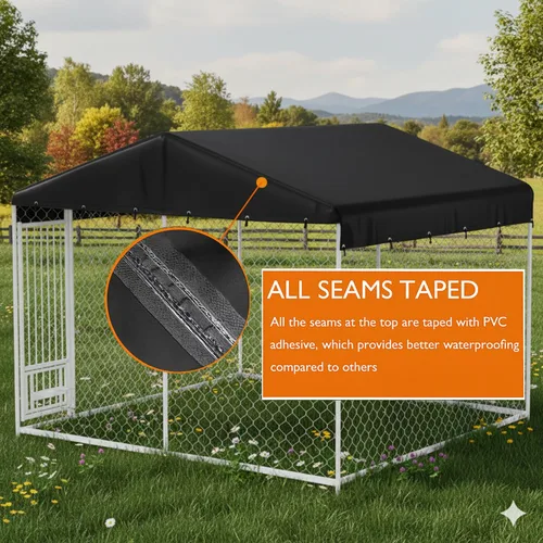Vista 4 de Cubierta para perrera para perros al aire libre, 10'Dx10'W, resistente a los rayos UV, impermeable, cobertura completa para perrera de perro