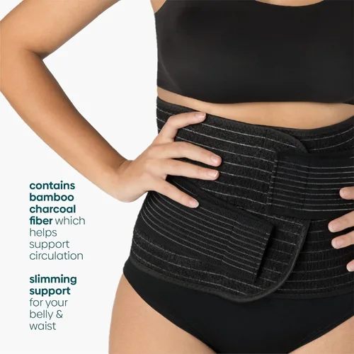 Vista 4 de Upspring Shrinkx Belly Charcoal Postpartum Belly Wrap, Adjustable Postpartum Belly Band to Support, Slim and Smooth After Baby