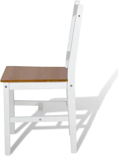 Vista 5 de Dining Chairs Set of 2, White and Natural Wood Finish Solid Pine Wood Chairs with Ergonomic Design for Kitchen Dining Room and Small Spaces