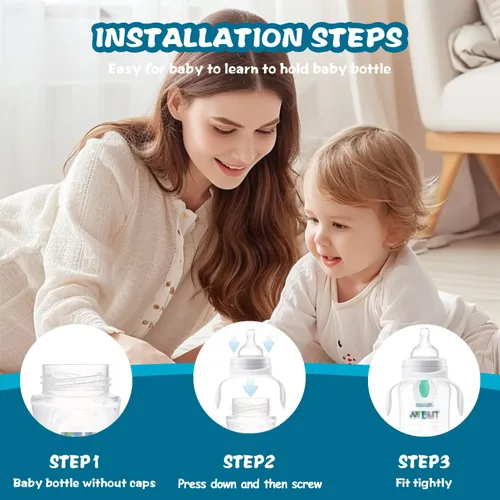 Vista 4 de Asas para biberones compatibles con biberones Philips Avent anticólicos y AirFree, soporte para biberones compatible con Avent, 4 unidades (blanco)