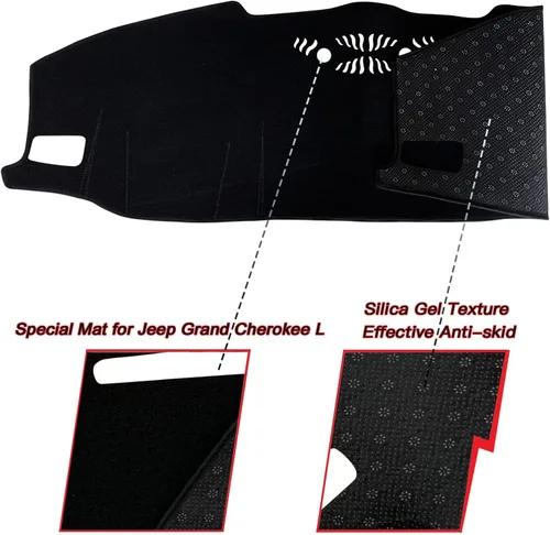Vista 2 de Cubierta de Alfombrilla para Tablero Personalizada para Consola Central Interior Compatible con Jeep Grand Cherokee L SUV 2021 2022 2023 Accesorios