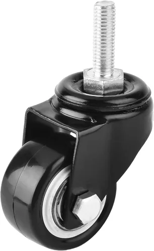 Ruedas giratorias de 1.5 pulgadas, rueda giratoria de poliuretano con vástago roscado de 360 grados, M8 x 0.984 in, capacidad de 77 libras cada