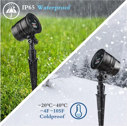 Vista 5 de Proyector láser de Navidad para exteriores, luz láser de paisaje de jardín con 5 patrones de Navidad y estrellas rojas/verdes, IP65 impermeable