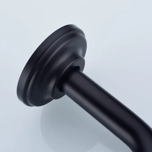 Vista 4 de Brazo de ducha en ángulo de 6 pulgadas con brida de acero inoxidable montado en la pared para cabezal de ducha superior, negro mate