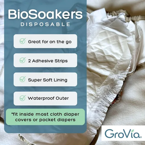Vista 3 de GroVia BioSoaker - Almohadilla desechable para pañales de tela - para padres naturales - Insertos adhesivos seguros de un tamaño ecológico - 50