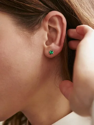 Vista 3 de ChicSilver Aretes de plata de ley 925 con forma de corazón brillante, redondaprincesa con piedra natal para mujer, joyería de cumpleaños