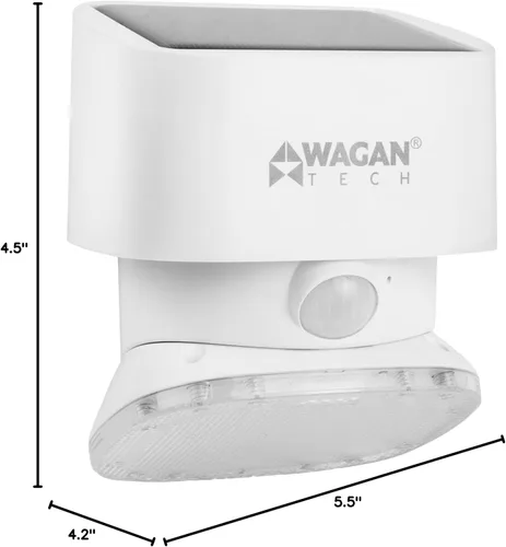 Vista 9 de Wagan EL8569 2000 lúmenes luz solar de pared solar al aire libre luz LED impermeable sensor de movimiento luces de seguridad brillante solar