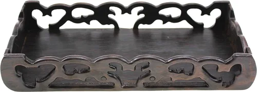 Vista 2 de Muebles orientales chinos negro palisandro sólido mahagony ébano soporte de madera base de madera rectangular forma pedestal con tallado