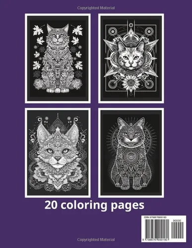 Vista 2 de Purr-fect Harmony Stress Relief Cats Mandalas Coloring Book for Adults - Relaxation Patterns Cats Mandalas
