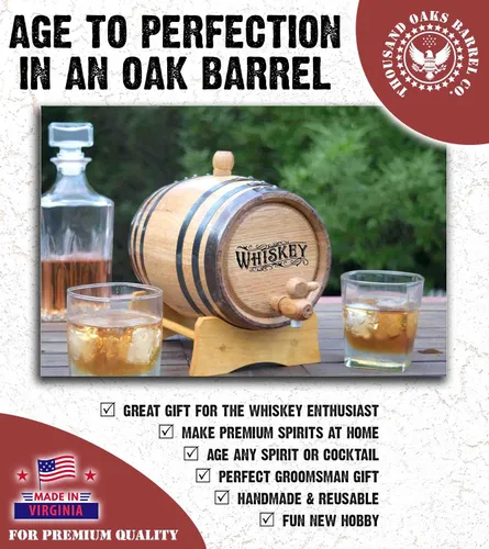 Vista 8 de Barril de envejecimiento de whisky de 1 litro con soporte de madera, bung y espita - Mini barriles de roble carbonizado de 1 litro para whisky
