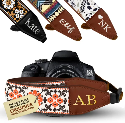 Vista 7 de Art Tribute Camera Strap for All DSLR and Mirrorless Cameras. Add Your Name Or Initials Make It a Personalized Gift