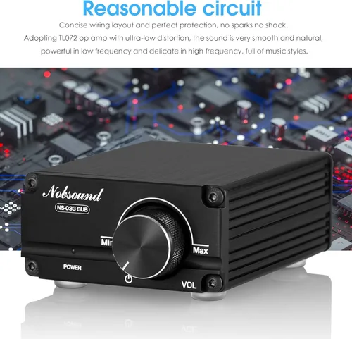 Vista 4 de Nobsound Amplificador de potencia digital de 100 W de frecuencia completa Mono Channel Audio Mini Amp Altavoz para el hogar con fuente
