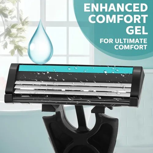 Vista 4 de 50 piezas de maquinillas de afeitar desechables para hombres a granel, 3 cuchillas para hombres para piel sensible, afeitado cómodo