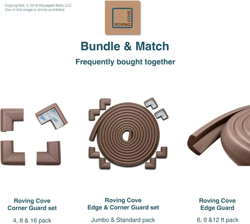 Vista 6 de Roving Cove HeftyFit - Protector de esquina para bebé (4 esquinas grandes), protectores de goma suave de espuma de goma para muebles, adhesivo 3M