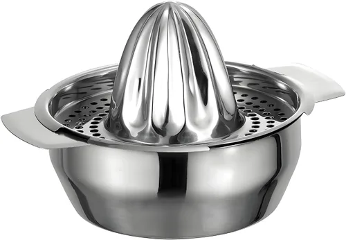 Vista 4 de Exprimidor de naranja limón, exprimidor manual de acero inoxidable, exprimidor de cítricos de mano, exprimidor de limón con tazón exprimidor colador